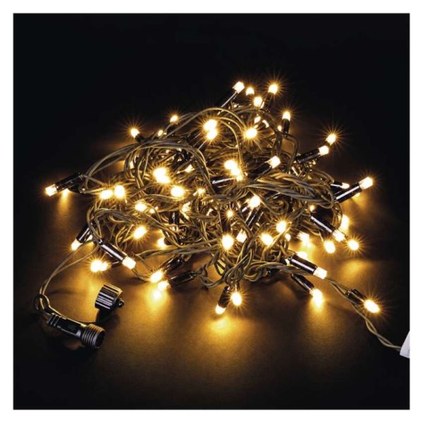Premium LED spojovacia reťaz čierna, 10 m, vonkajšia aj vnútorná, teplá biela, časovač