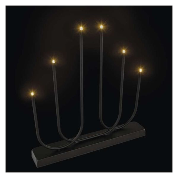 LED svietnik kovový čierny, 40 cm, 2x AA, vnútorný, teplá biela