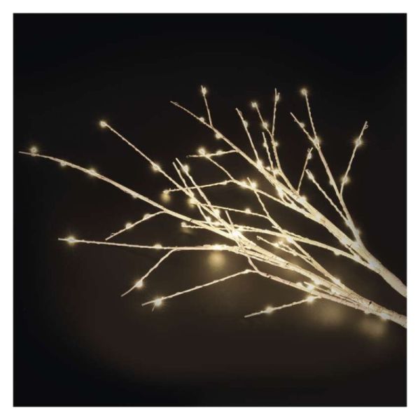 LED dekorácia - 2x brezová vetvička, 60 cm, 3x AA, IP44, teplá biela, časovač