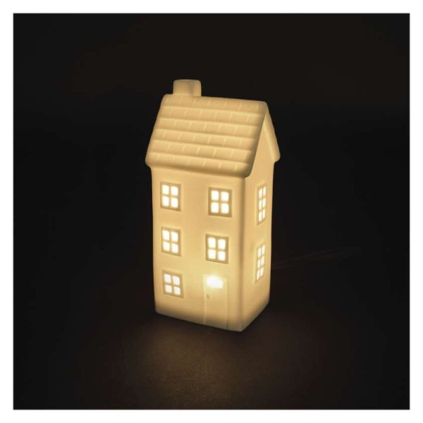 LED keramický domček, 16 cm, 1x CR2032, vnútorná, teplá biela, časovač