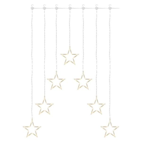 LED vianočný záves – 7 hviezd, 67x125 cm, vnútorný, teplá biela