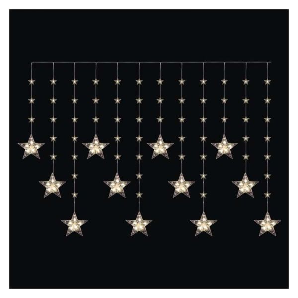 Vianočná LED girlanda – hviezdy, 1,7 m, 3x AA, do interiéru, teplá biela, časovač