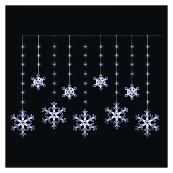 Vianočná LED girlanda – vločky, 160 x 95 cm,  IP44, studená biela, časovač