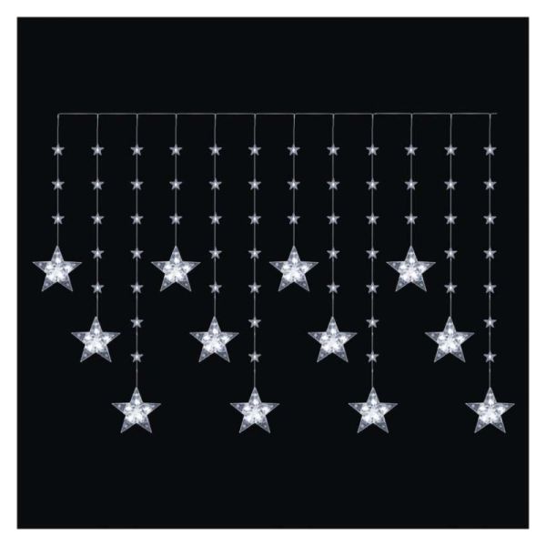 Vianočná LED girlanda – hviezdy, 1,7 m, 3x AA, IP44, studená biela, časovač