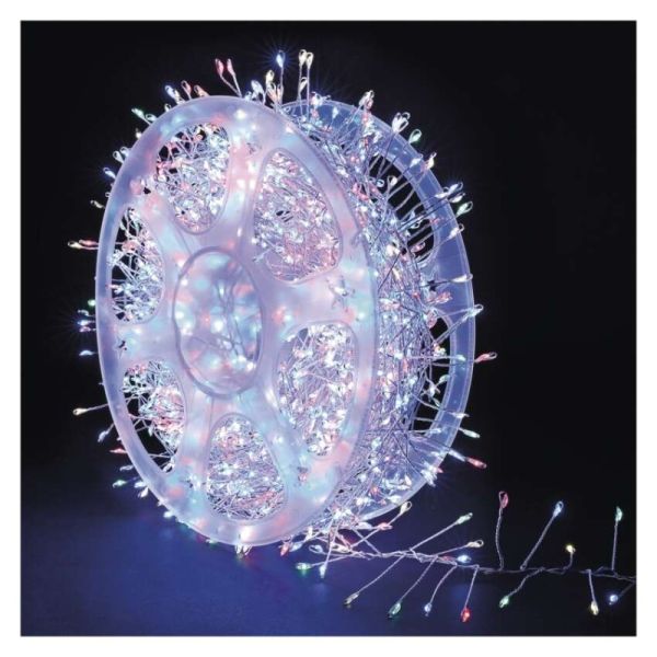 LED nano reťaz na cievke, strieborný, 14,4 m, multicolor, časovač