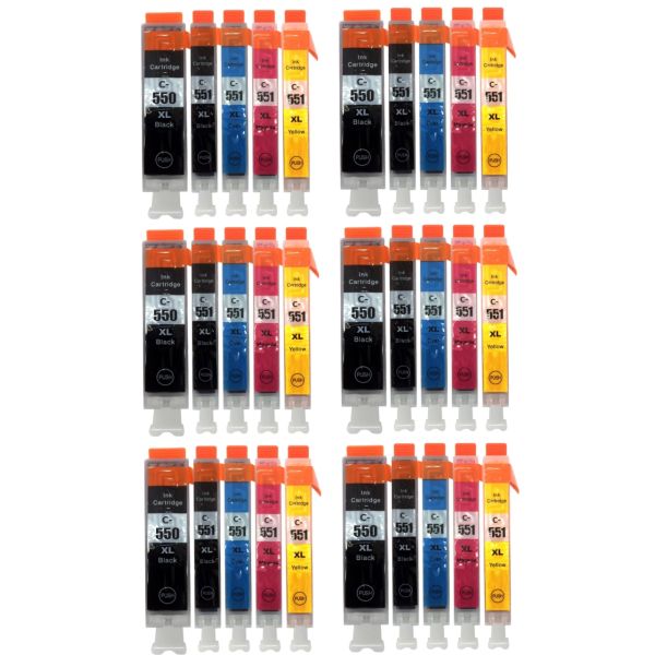 Cartridge 5 x Canon CLI-551 XL CMYK, PGI-550 XL + CLI-551 XL CMYK, PGI-550 XL ZADARMO, multipack, alternatívny