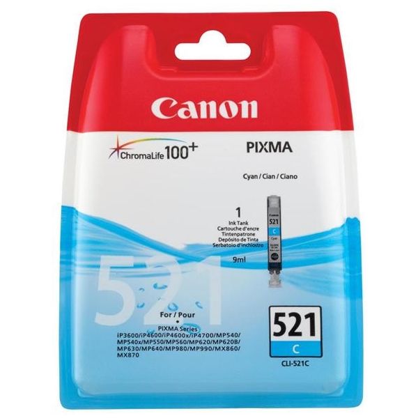 Cartridge Canon CLI-521C, azúrová (cyan), originál