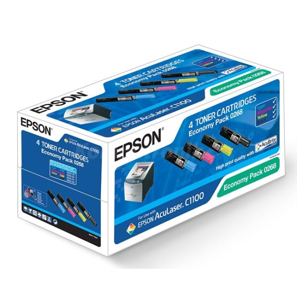 Toner Epson C13S050268 (C1100), CMYK, štvorbalenie, multipack, originál