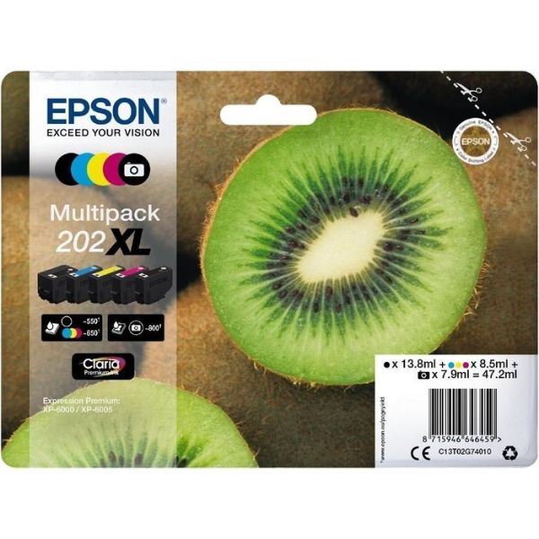 Cartridge Epson 202 XL, T02G7, CMYK, päťbalenie, multipack, originál