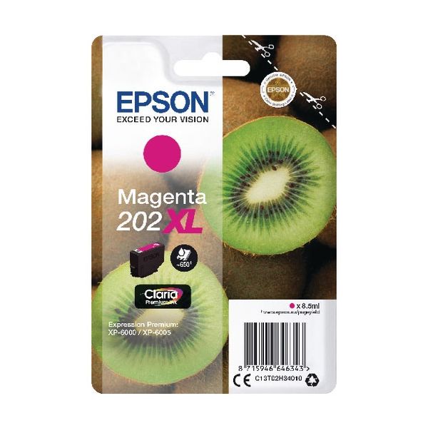 Cartridge Epson 202 XL, T02H3, purpurová (magenta), originál