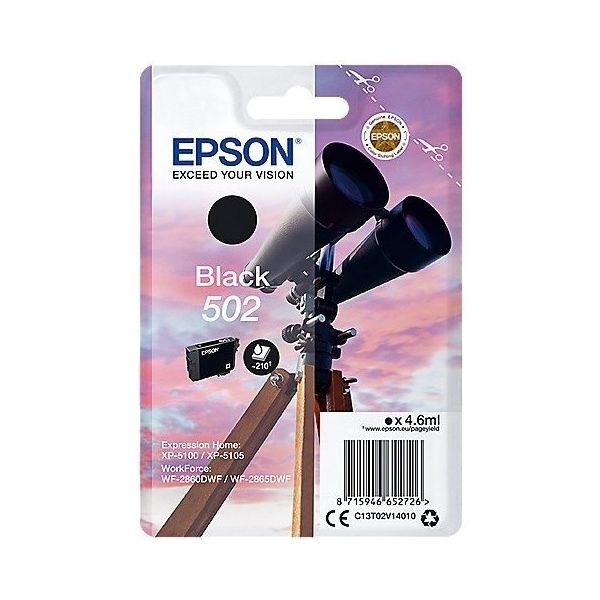 Cartridge Epson 502, C13T02V14010, čierna (black), originál
