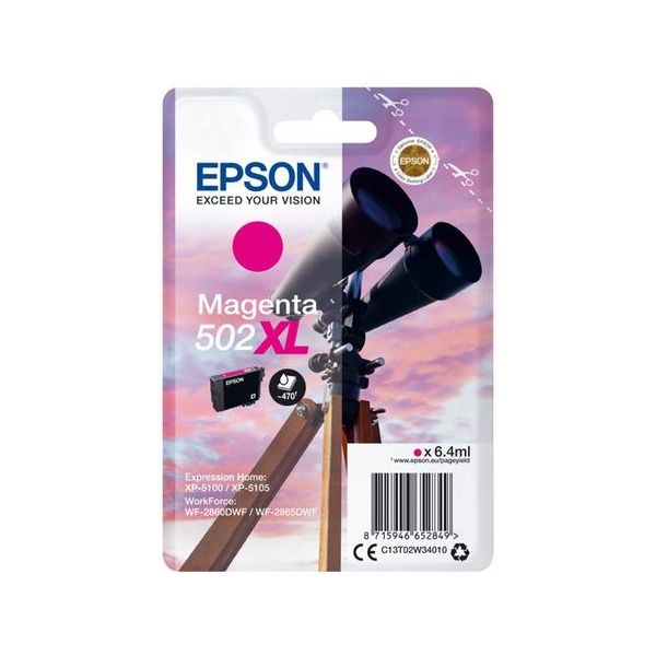 Cartridge Epson 502 XL, C13T02W34010, purpurová (magenta), originál