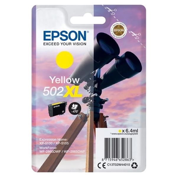 Cartridge Epson 502 XL, C13T02W44010, žltá (yellow), originál