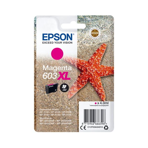 Cartridge Epson 603 XL, C13T03A34010, purpurová (magenta), originál