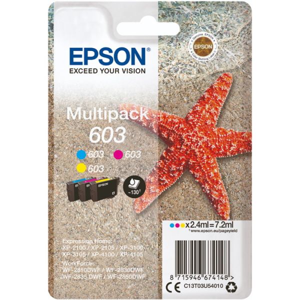 Cartridge Epson 603, C13T03U54010, CMY, trojbalenie, multipack, originál