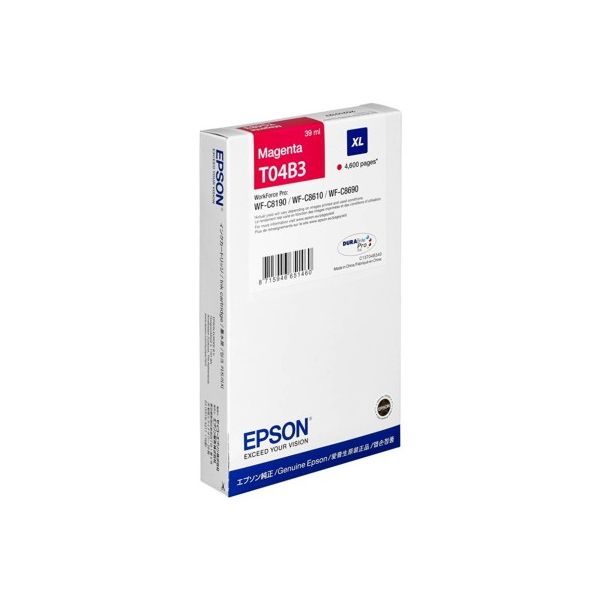 Cartridge Epson T04B3 XL, C13T04B340, purpurová (magenta), originál