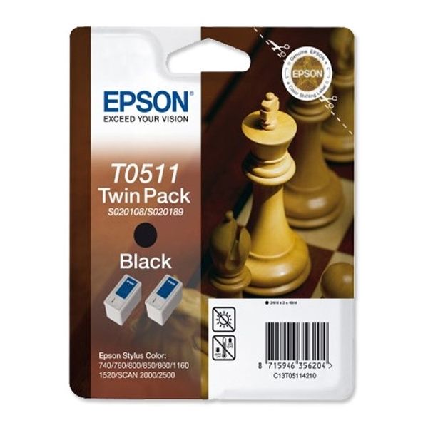 Cartridge Epson T0511, dvojbalenie, čierna (black), originál