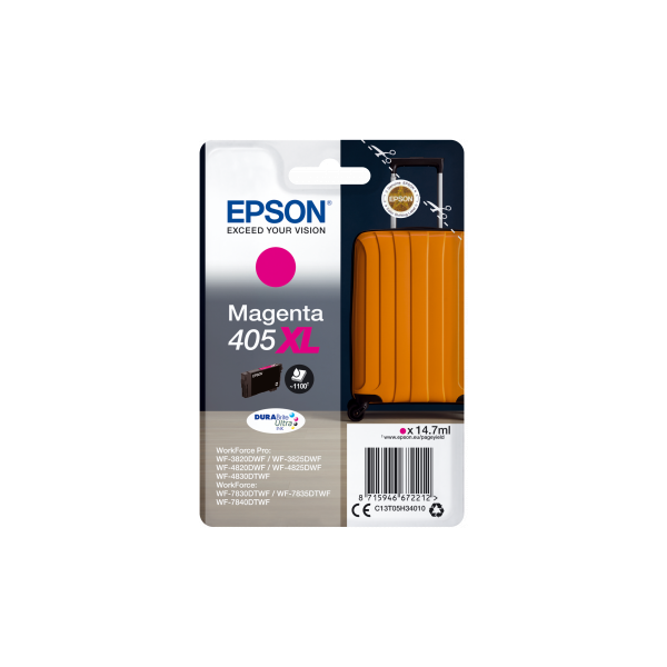 Cartridge Epson 405XL, T05H3, C13T05H34010, purpurová (magenta), originál