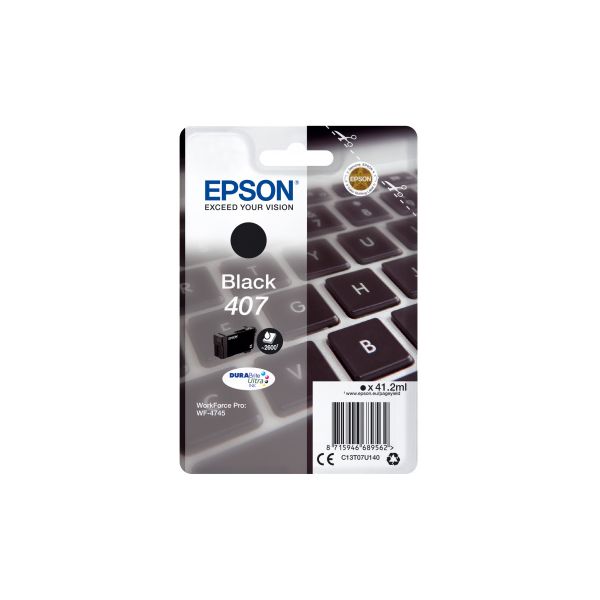 Cartridge Epson 407, T07U1, C13T07U140, čierna (black), originál