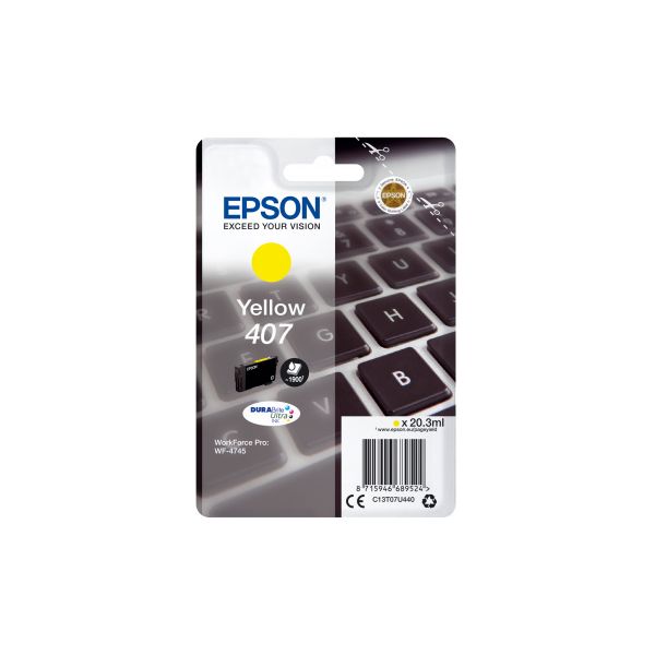 Cartridge Epson 407, T07U4, C13T07U440, žltá (yellow), originál