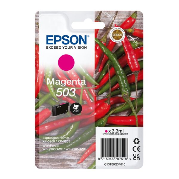 Cartridge Epson 503, C13T09Q34010, T09Q340, purpurová (magenta), originál