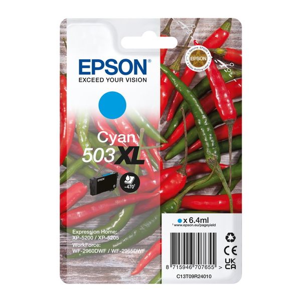 Cartridge Epson 503XL, C13T09R24010, T09R240, azúrová (cyan), originál