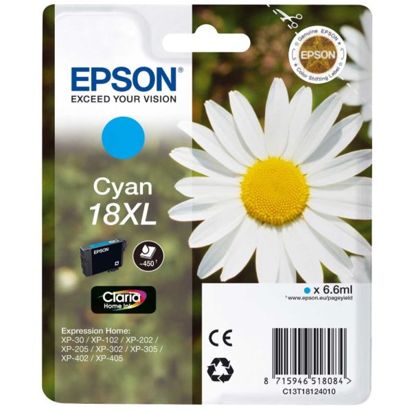 Cartridge Epson T1812 (18XL), C13T18124012, azúrová (cyan), originál