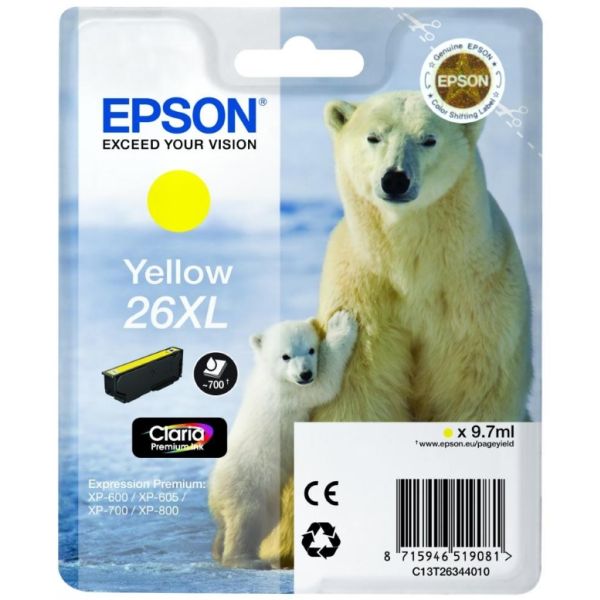 Cartridge Epson T2634 (26XL), C13T26344012, žltá (yellow), originál