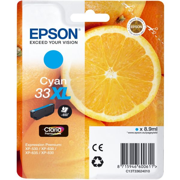 Cartridge Epson T3362 (33XL), C13T33624012, azúrová (cyan), originál