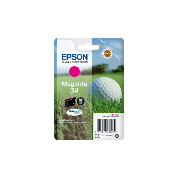 Cartridge Epson 34, T3463, C13T34634010, purpurová (magenta), originál