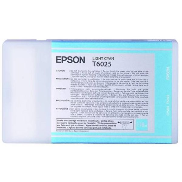 Cartridge Epson T6025, svetlá azúrová (light cyan), originál