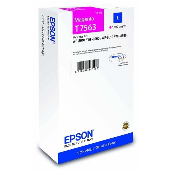 Cartridge Epson T7563, purpurová (magenta), originál