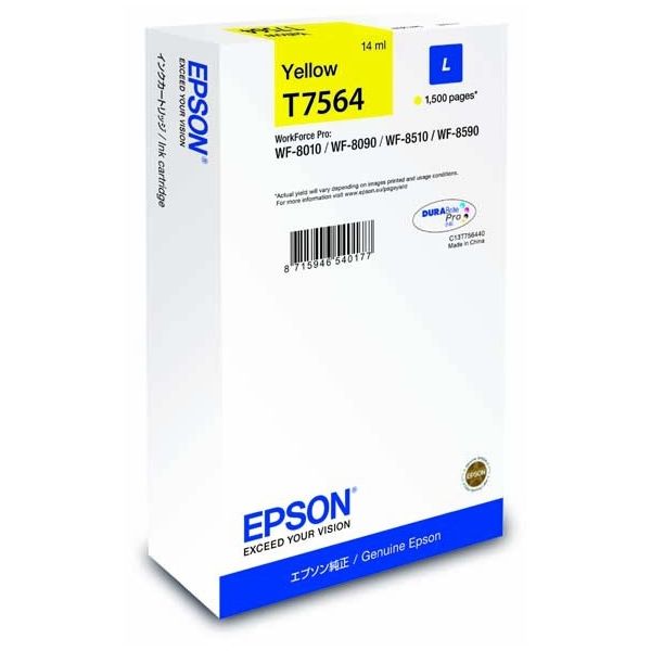 Cartridge Epson T7564, žltá (yellow), originál