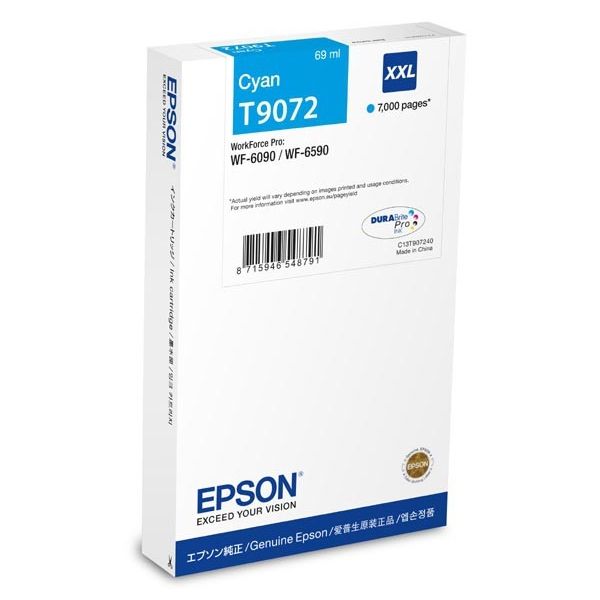 Cartridge Epson T9072, azúrová (cyan), originál