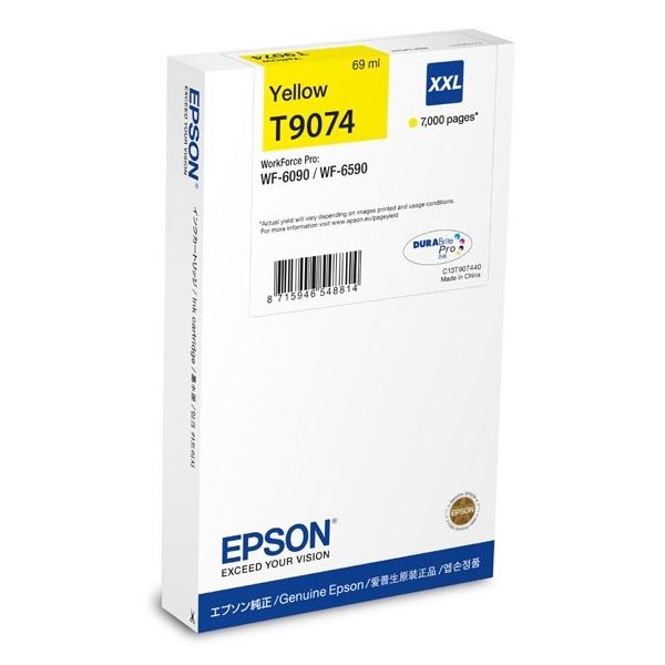 Cartridge Epson T9074, žltá (yellow), originál