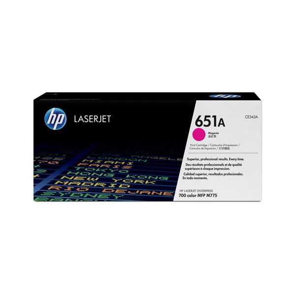 Toner HP CE343A (651A), purpurová (magenta), originál
