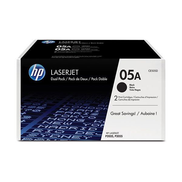 Toner HP CE505AD (05A), dvojbalenie, čierna (black), originál