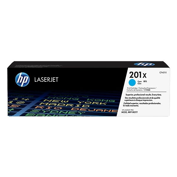 Toner HP CF401X (201X), azúrová (cyan), originál
