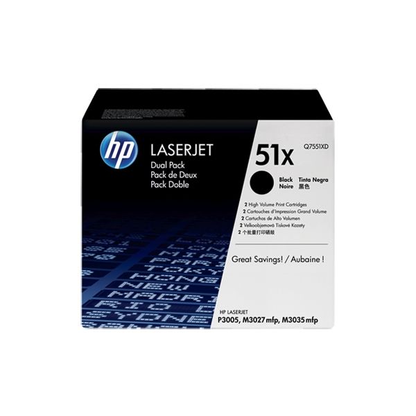 Toner HP Q7551XD (51X), dvojbalenie, čierna (black), originál
