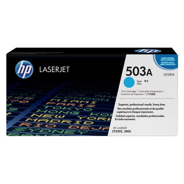 Toner HP Q7581A (503A), azúrová (cyan), originál