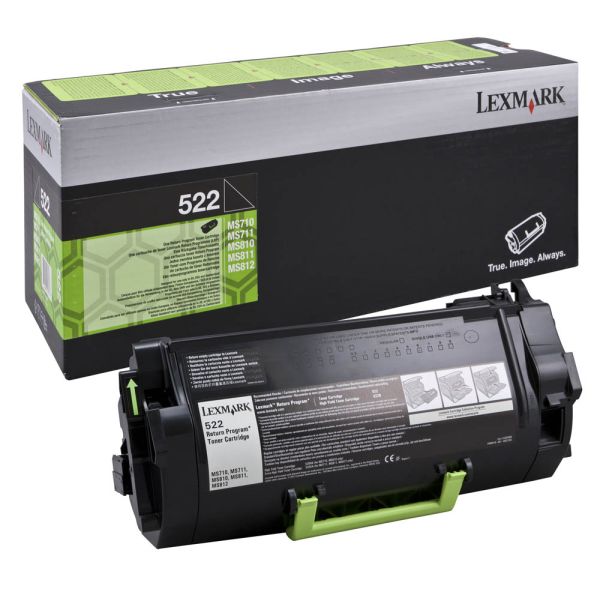 Toner Lexmark 522, 52D2000, MS810, MS811, MS812, čierna (black), originál