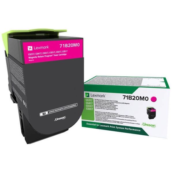 Toner Lexmark 71B20M0, CS317, CS417, CS517, purpurová (magenta), originál