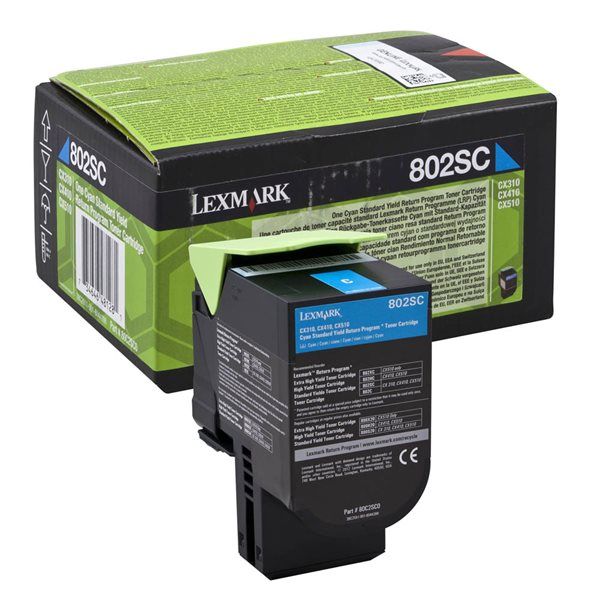 Toner Lexmark 802SC, 80C2SC0, CX310, CX410, CX510, azúrová (cyan), originál