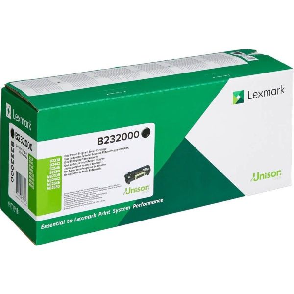 Toner Lexmark B232000, B2338, B2442, B2546, B2650, MB2338, MB2442, MB2546, MB2650, čierna (black), originál