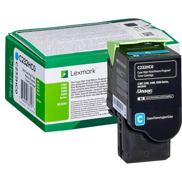Toner Lexmark C232HC0, C2535, C2425, MC2425, MC2535, MC2640, azúrová (cyan), originál