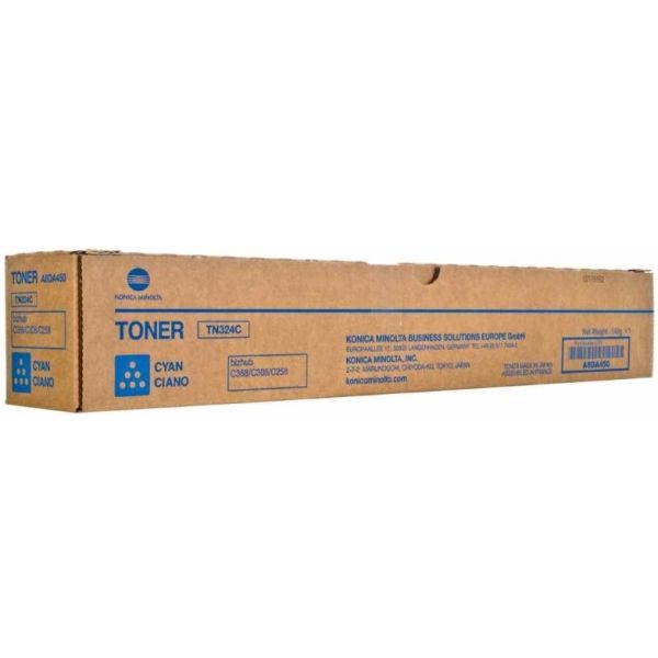 Toner Konica Minolta TN324C, A8DA450, C258, C308, C368, azúrová (cyan), originál