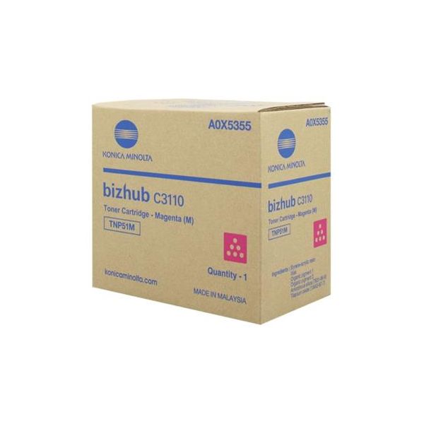Toner Konica Minolta TNP51M, A0X5355, purpurová (magenta), originál